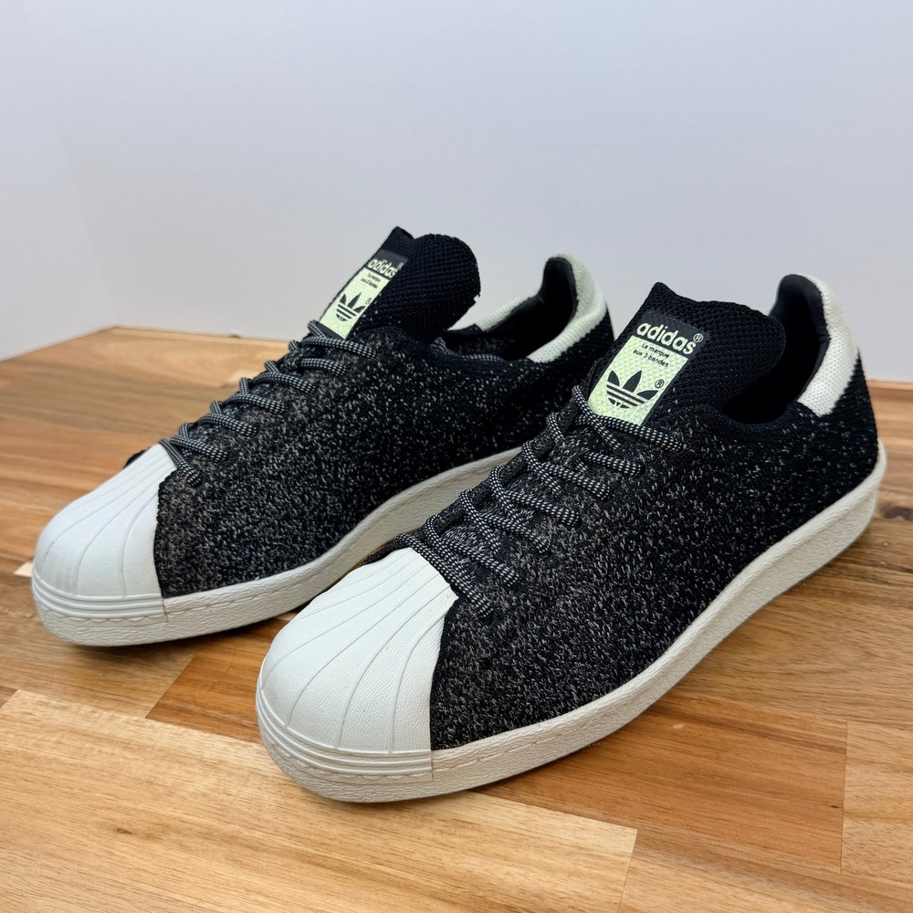 Adidas Superstar 80s Primeknit Black White Shell Toe Mens Sneakers Size 9